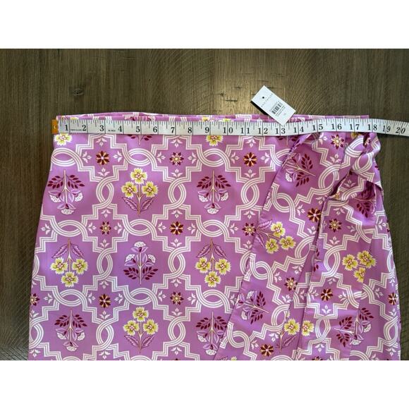 NWT Ann Taylor Pink Floral Geo Print Faux Wrap Midi Skirt Women’s Size 14 NEW - Picture 4 of 9